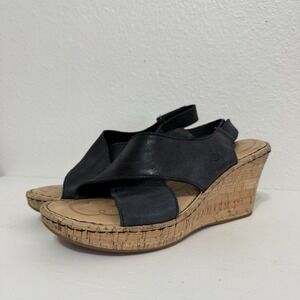 Aerosoles Colorado Black Leather Buckle Front Heels Womens Size 8M